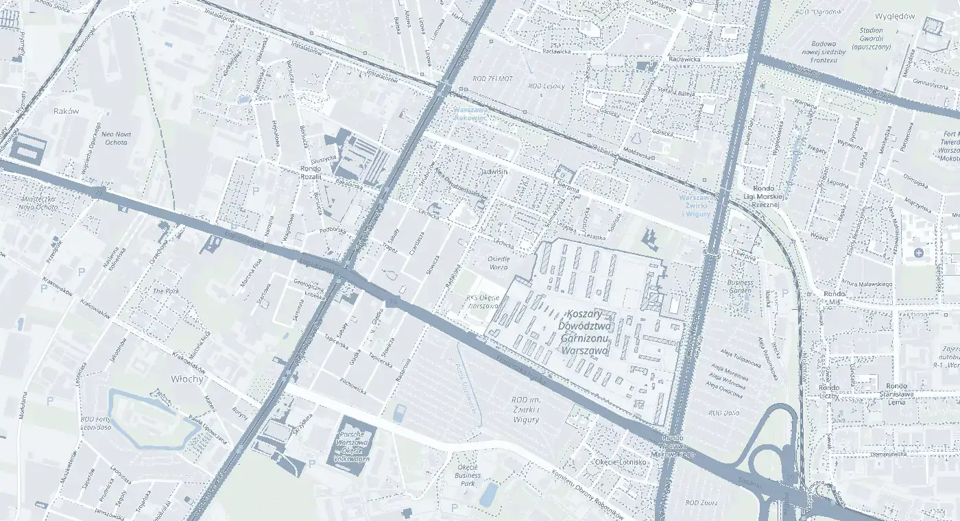 Mapa okolicy serwisu: ul. Czardasza 5, 02-169 Warszawa, między Al. Krakowską a ul. Żwirki i Wigury